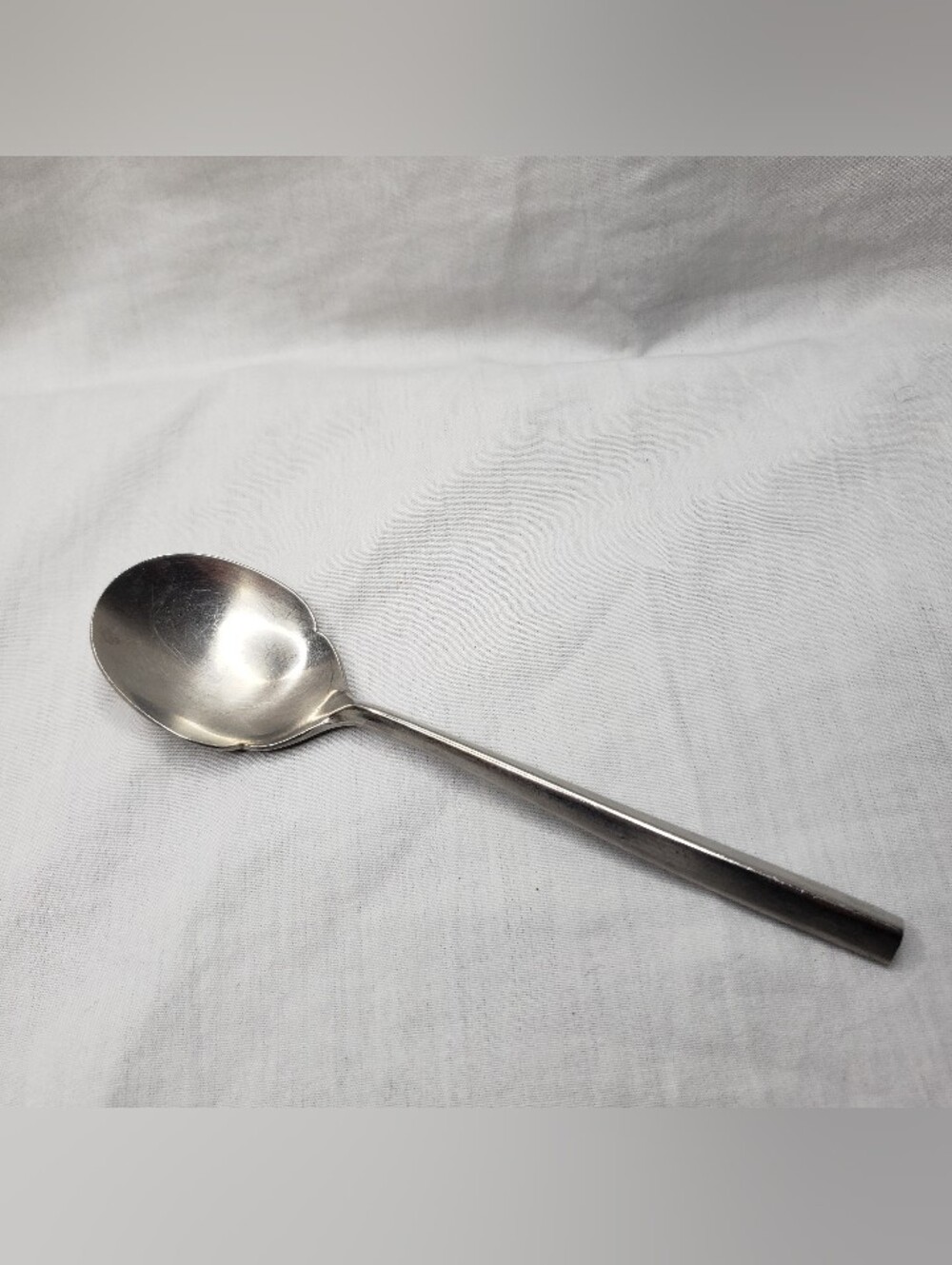 Vintage Towle Scalloped Sugar Spoon Triangular Handle 6 Inches Stainless Steel